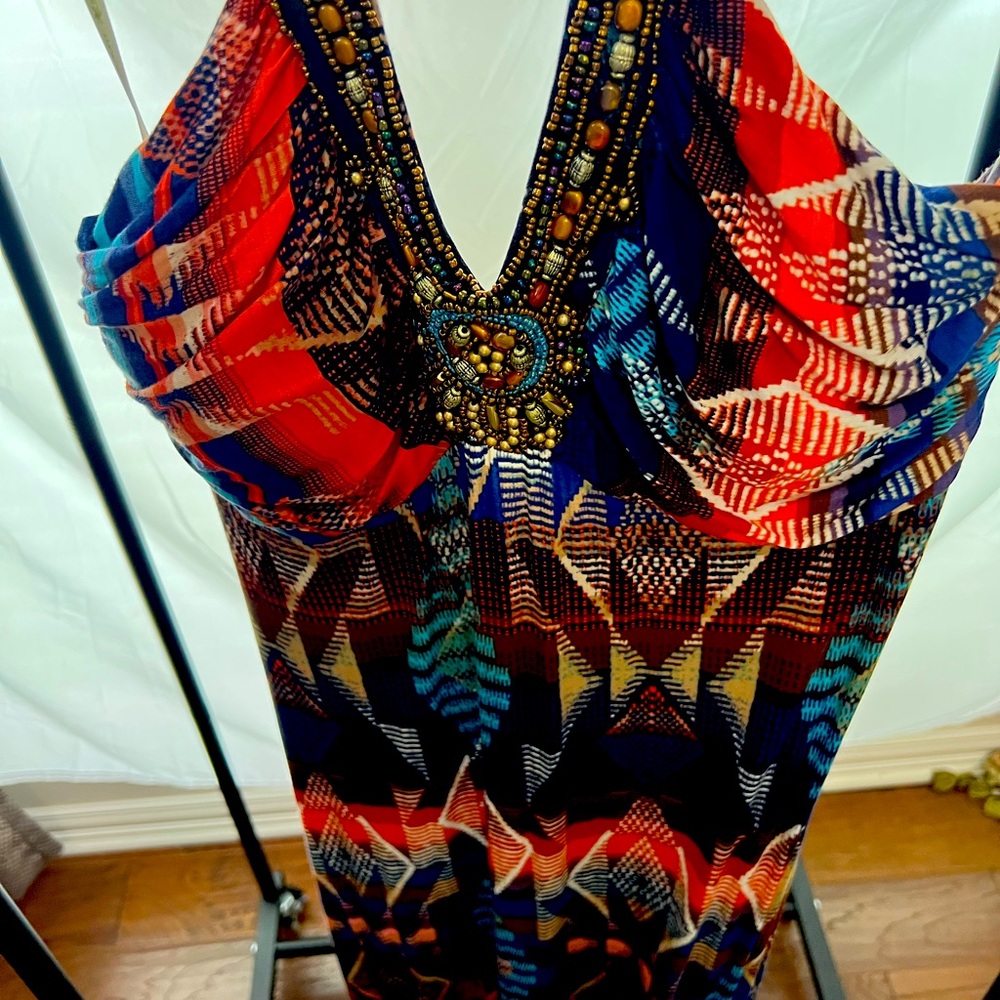 Colorful Beaded Maxi Dress